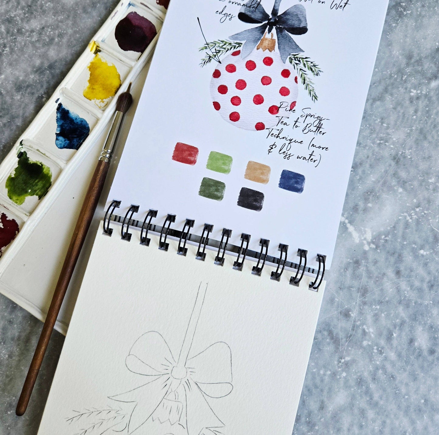 Watercolor Workbook, Spiral Bound, Christmas