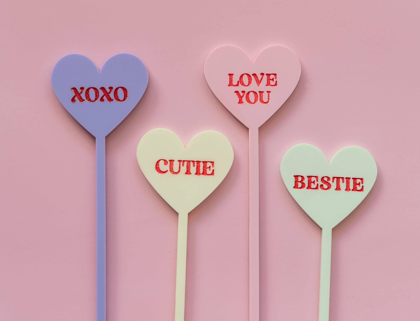 Retro Conversation Heart Drink Stirrers