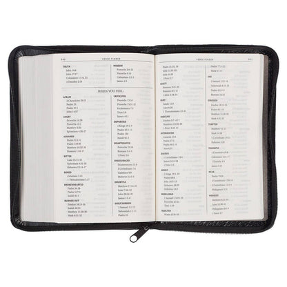 Christian Art Gifts - KJV Bible Compact Faux Leather, Black w/zipper