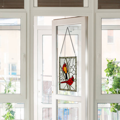 18.5"H Annabelle Red Cardinal Stained Glass Window Panel