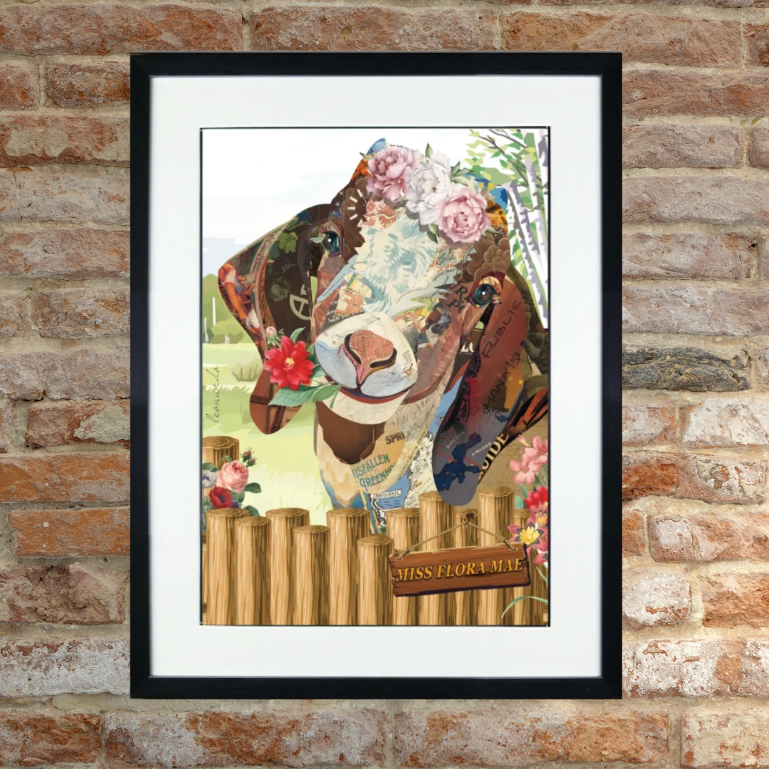 3D Collage Art | Miss Flora Mae (32"x24")
