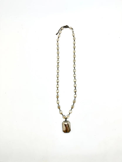 Rant &amp; Rave Classic - Collar vintage con cadena de cristal biselado y cristal cuadrado biselado de 66 cm