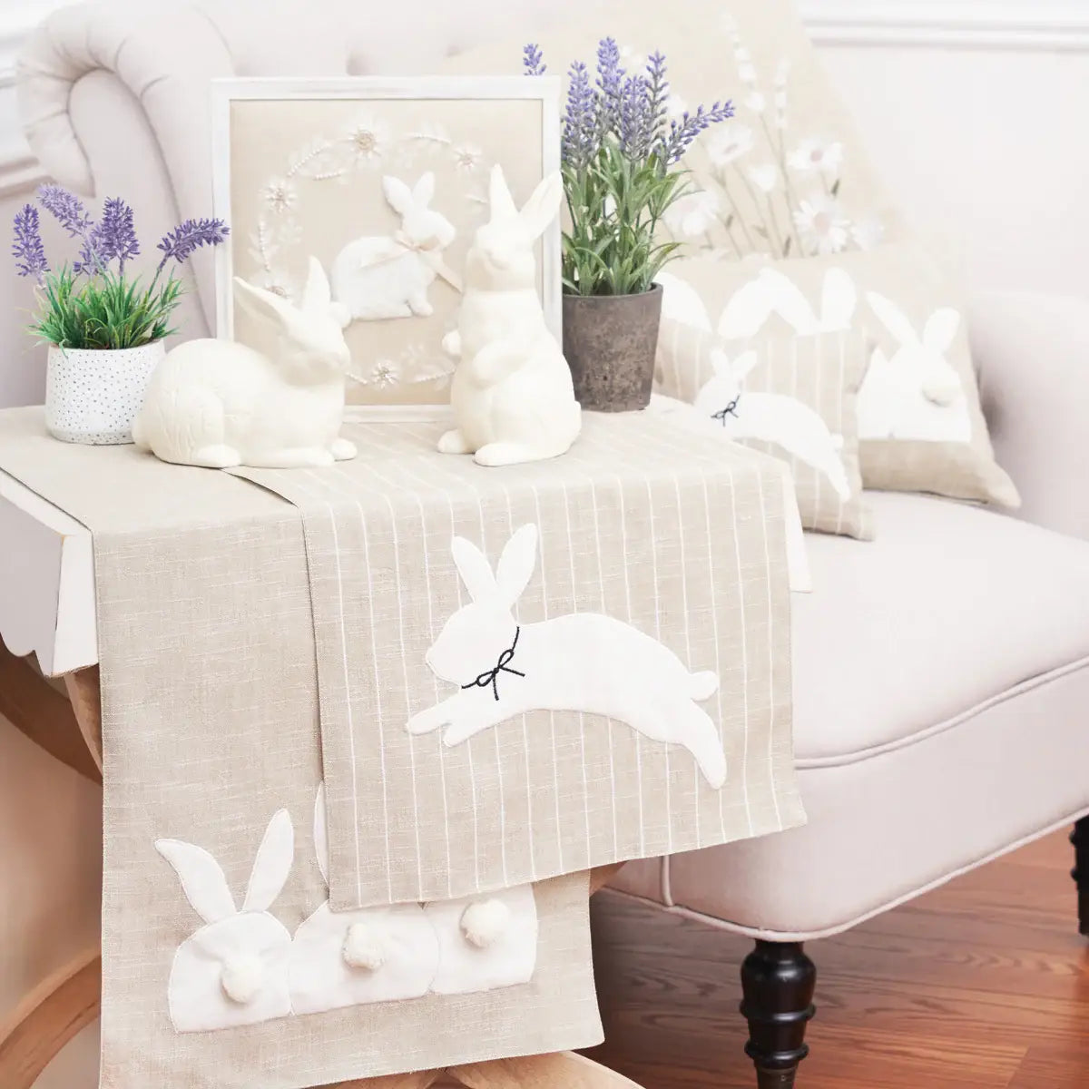 Easter White Bunny Wreath Shadow Box