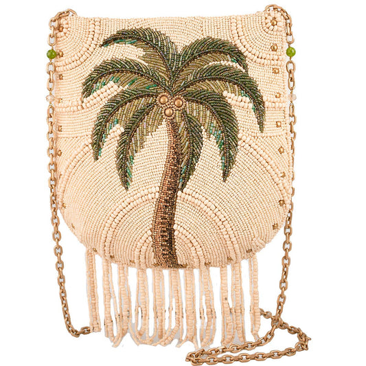 Mary Frances Accessories - Coconutty Palmtree and Beaded Fringe Crossbody Handbag