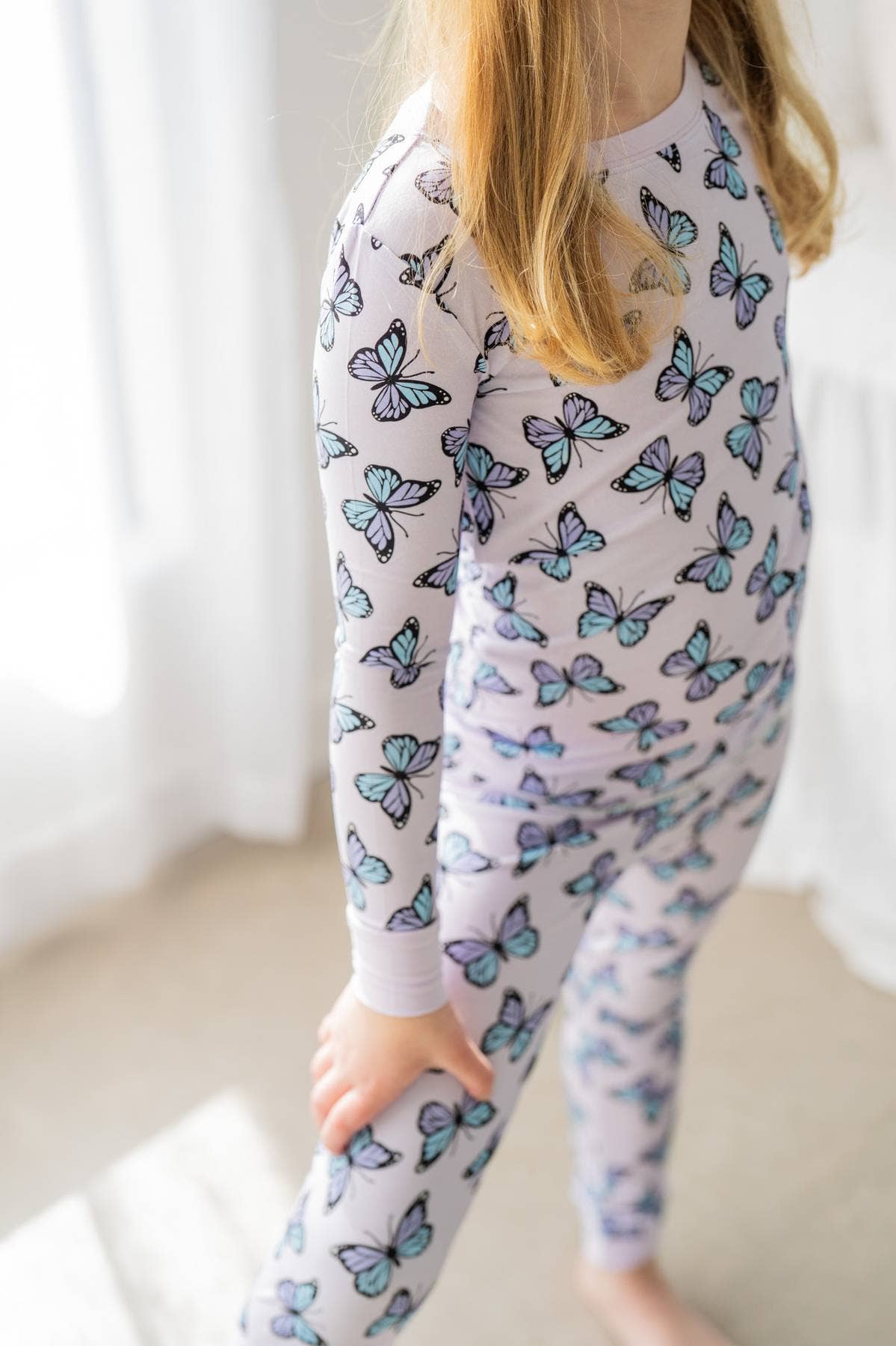 Boosh Baby - Purple Butterflies | Two-Piece Kids Bamboo Pajama Set