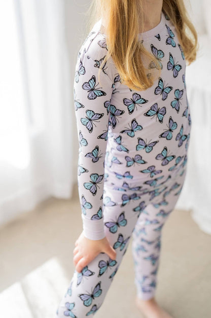 Boosh Baby - Purple Butterflies | Two-Piece Kids Bamboo Pajama Set