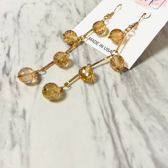 Anita K By Blushing Pink - Faceted Cubic Zirconia Bead Dangle Earring