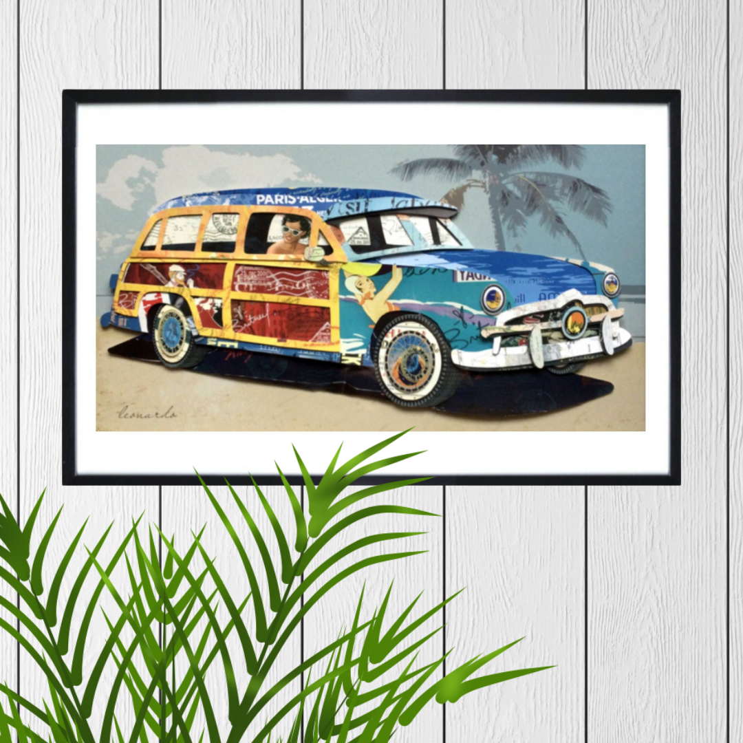 3D Collage Art | Beach Woody (36"x24")