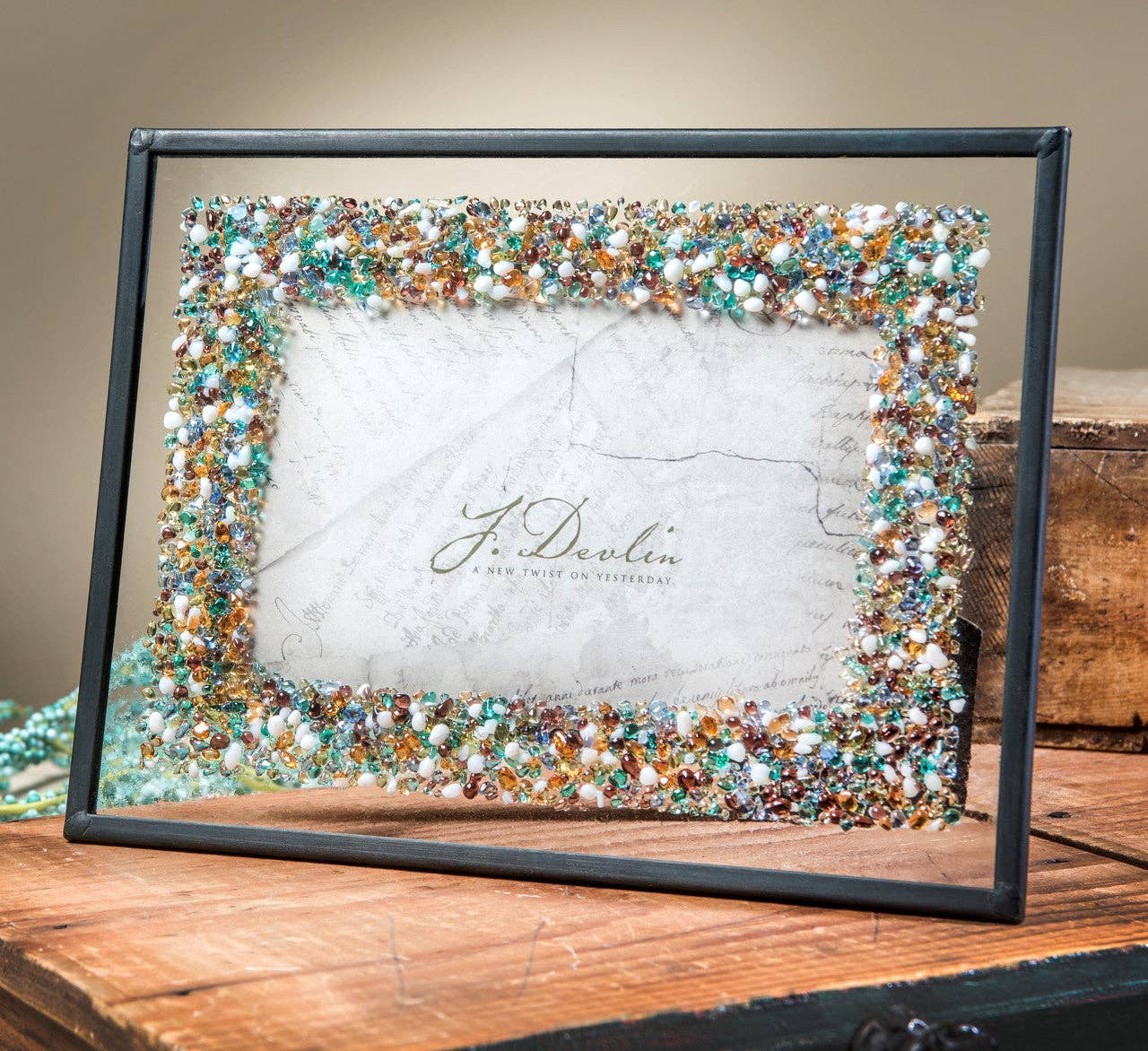 Pic 456 Multi Colored Fused Glass Chips on Clear Frame Series
