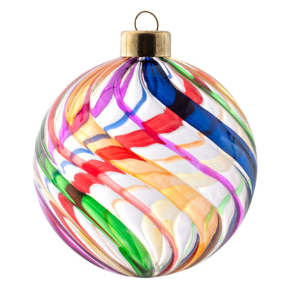 Rainbow Swirl Glass Clear Ornament