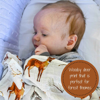 LollyBanks - Oh Deer Baby Muslin Swaddle Blanket