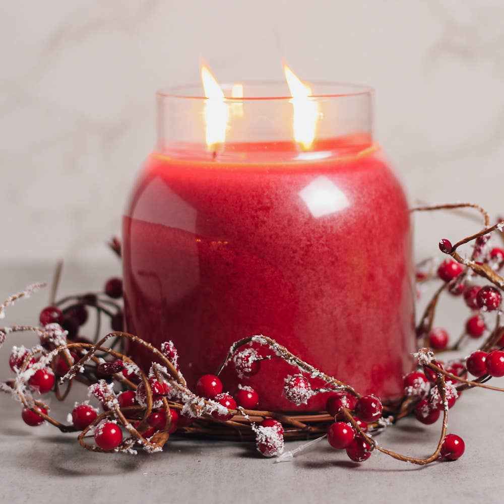 Snowy Cranberry Branch Candle Ring – Christmas Decor