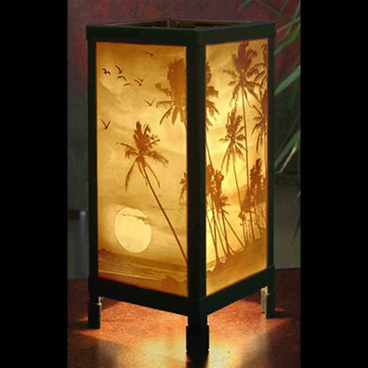 "Tropical Sunset" Porcelain Lithophane Luminaire Lamp