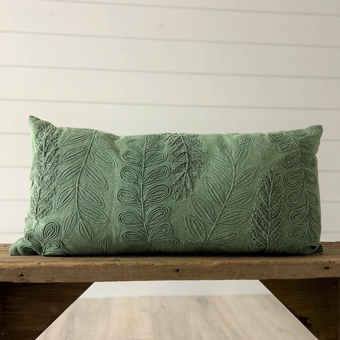 Pillow - Green Stonewash Leaf