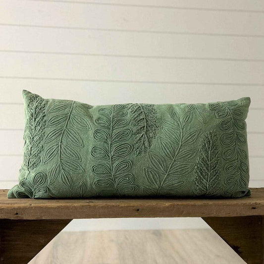 Lumbar Pillow - Green Stonewash Leaf Pattern (Pk/02)