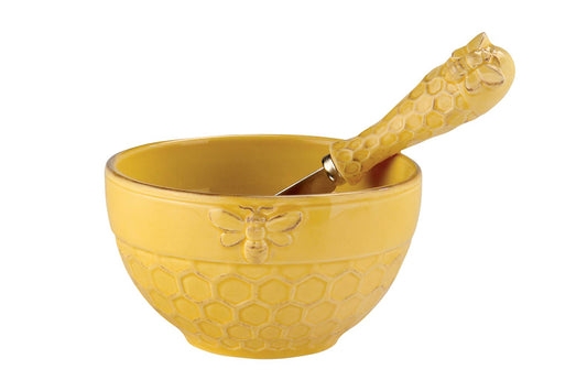Bee Honeycomb Bowl & Spreader Set (2pc)