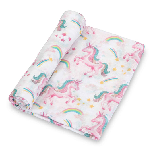 LollyBanks - Unicorn Crew Baby Muslin Swaddle Blanket