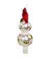 12"GLASS HOLLY+CARDINAL TREE TOP