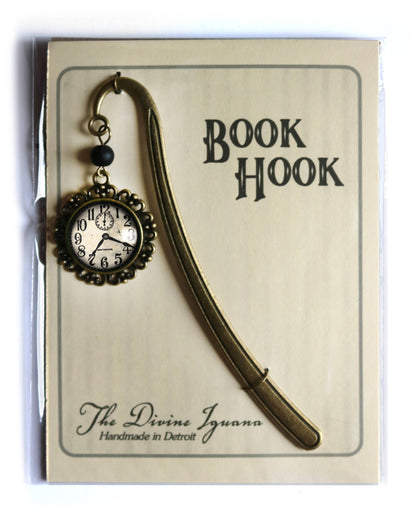 Edwardian Clock Steampunk Bronze and Glass Cabochon Bookmark