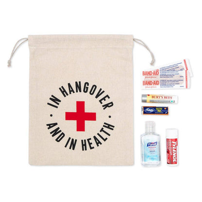 Weddingstar Inc. - Hangover and In Health White Cotton Drawstring Gift Bag