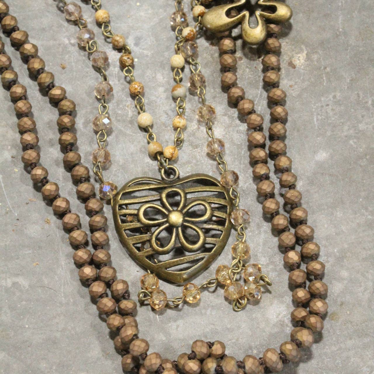 Shades Of All Natural Flower Layered Necklace