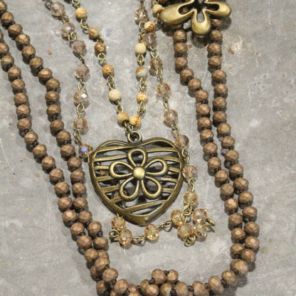 Shades Of All Natural Flower Layered Necklace