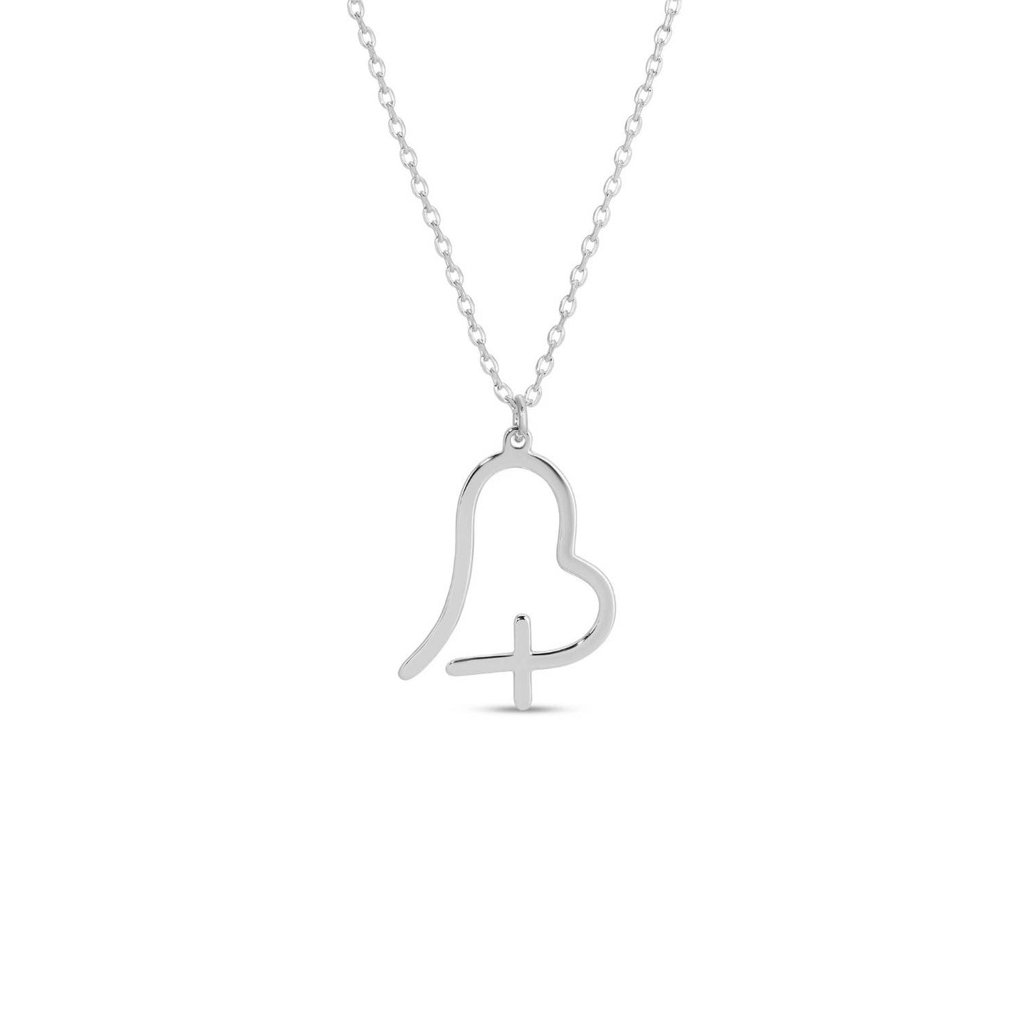 Collar con colgante de corazón y cruz de forma libre