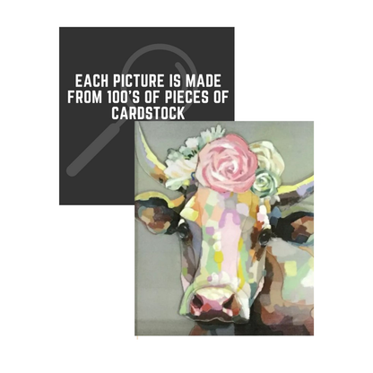 3D Collage Art | Cow (26"x26")