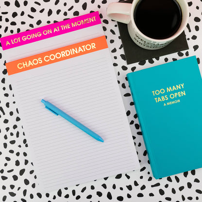 Chez Gagné - A Lot Going On At The Moment - Large Memo Lined Notepad - Bright Pink - 65 perforated pages - 10x8