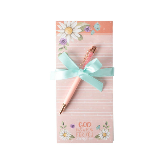 Divinity Boutique - Listpad w/Pen: Pink Floral (Jeremiah 29:11)