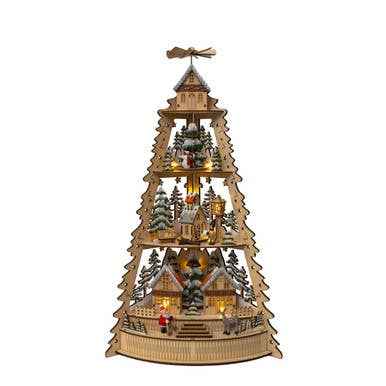 21.25" BO LED Lighted Half Tower Village Scene & Santa