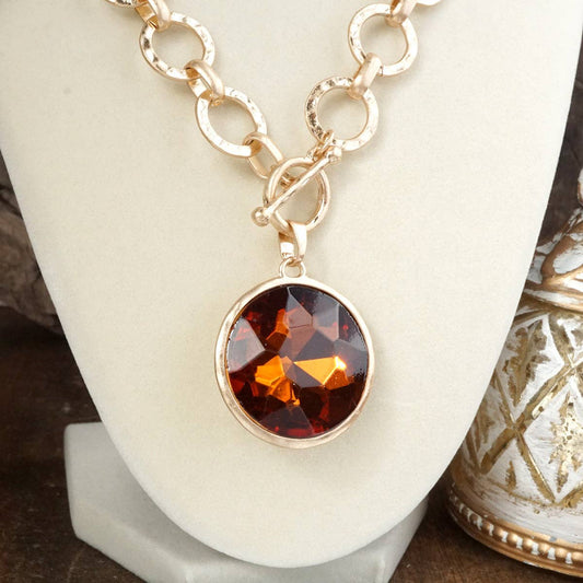 Collar de cadena de anillo grueso con cristal brillante