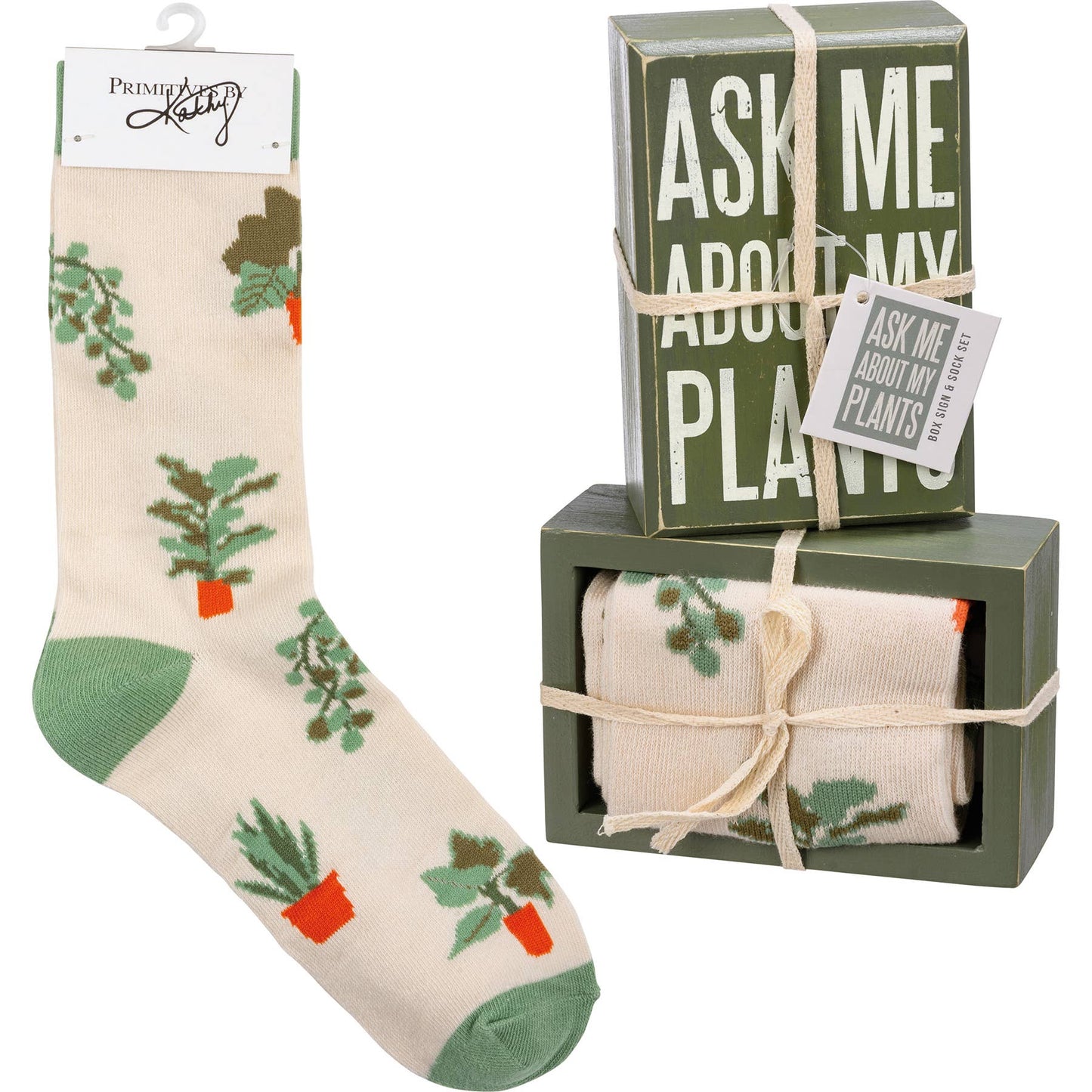 Juego de calcetines con letrero de plantas
