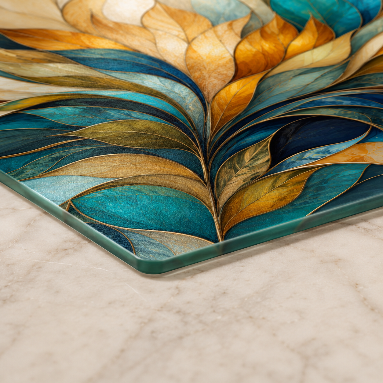 Abstract Design Glass Cutting Board, Charcuterie Tray: 11x15 inch