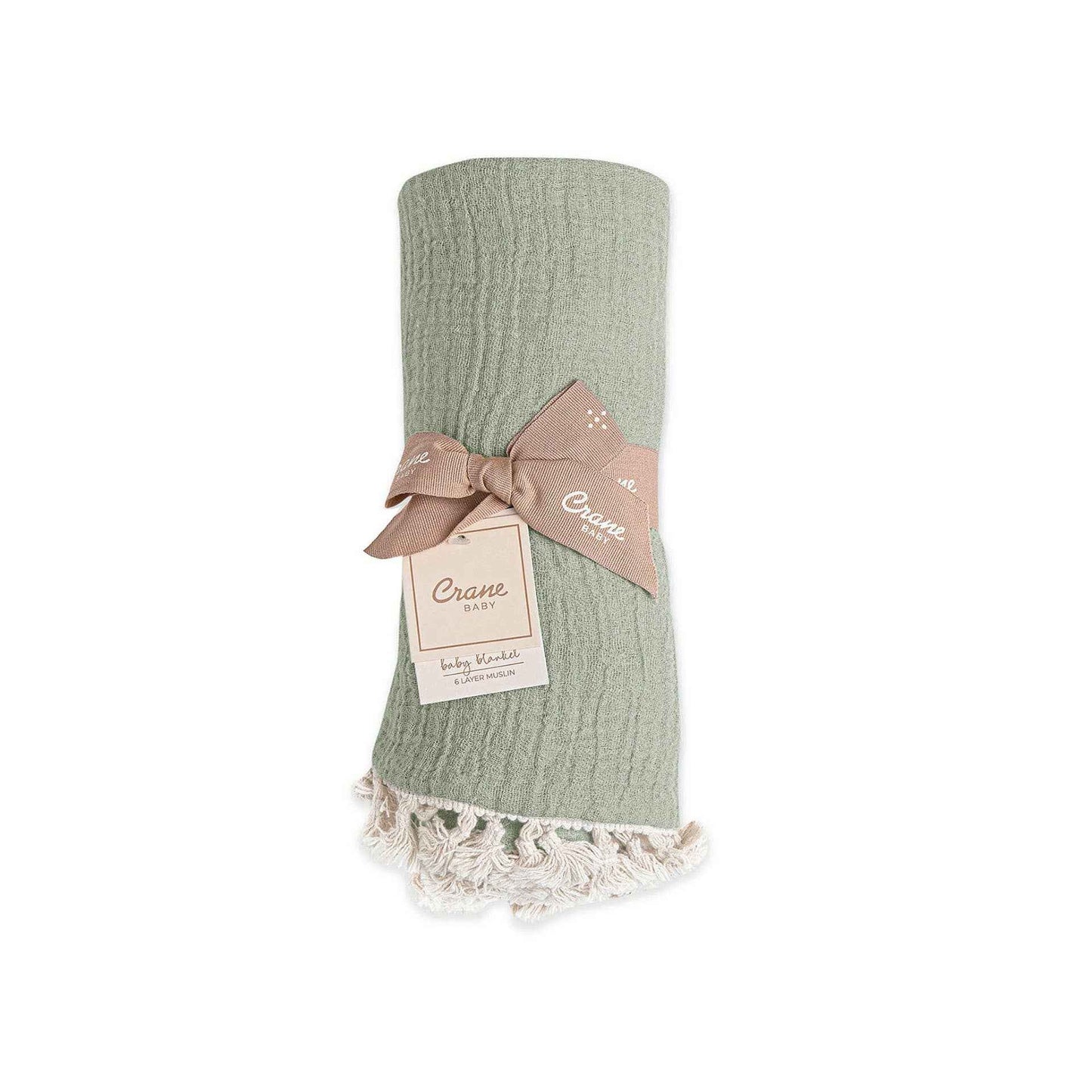 Crane Baby - 6 Layer Muslin Blanket Fern