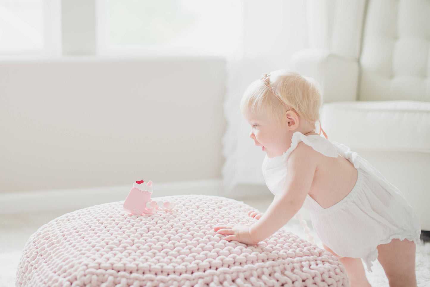 Handheld Milkshake Teether Ring Toy for Babies