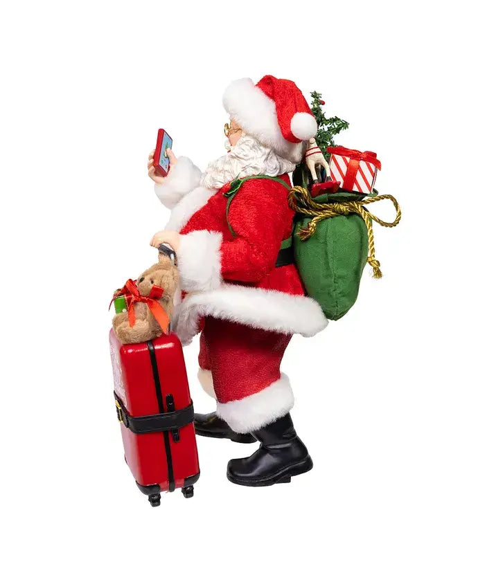 Kurt S. Adler, Inc. - 10.5" F/Mache Santa W/Red Luggage 2P