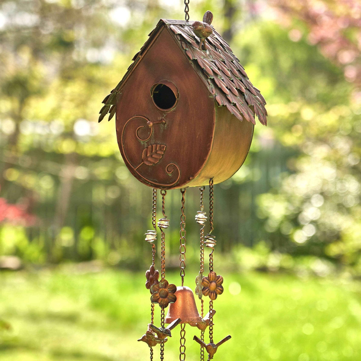 Antique Copper Hanging Birdhouse Wind Chime -4 Style Options: Farm House