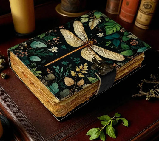 Dragonfly Leather Journal with Lock Handmade Vintage