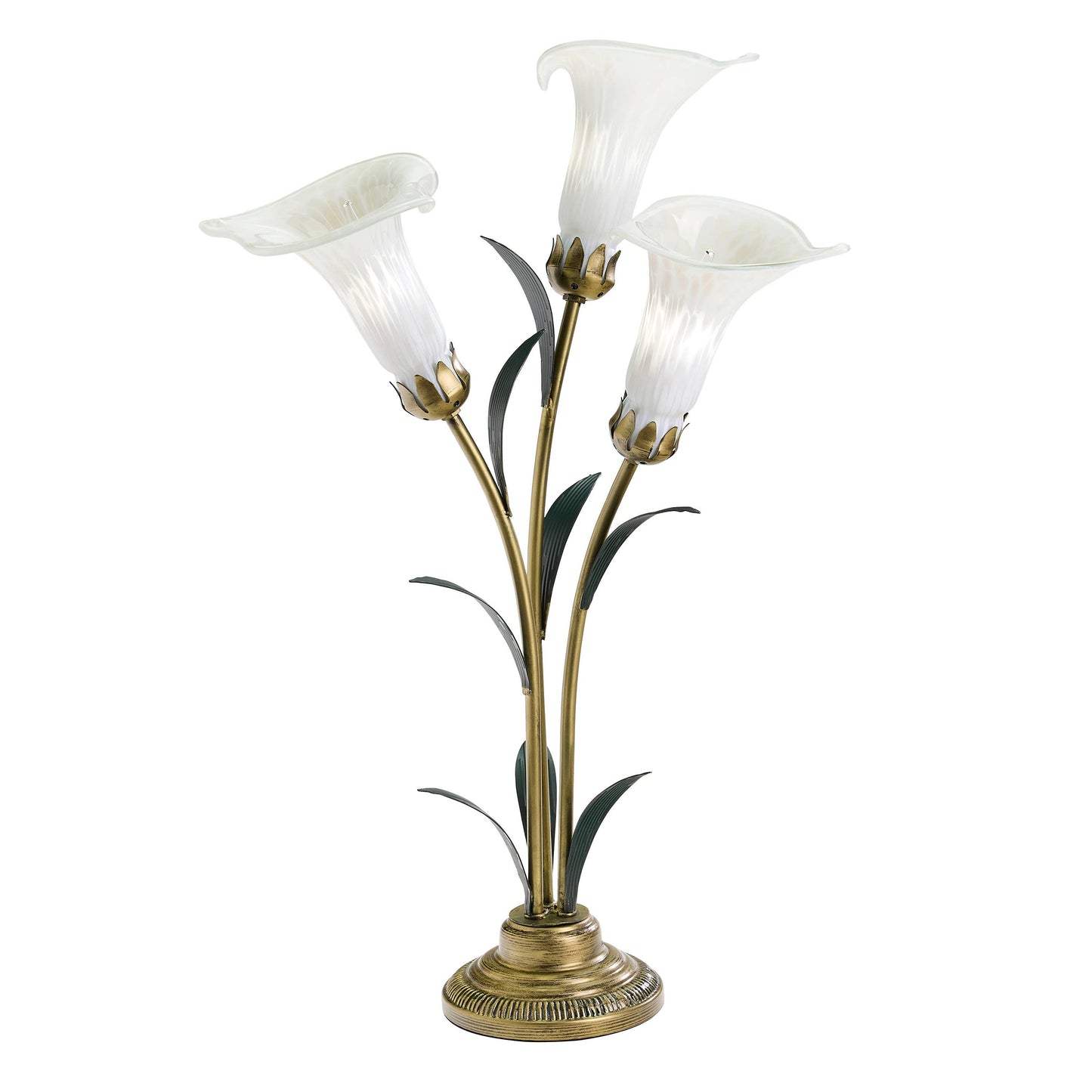 23.5" 3-Light White Handblown Glass Calla Lily Table Lamp