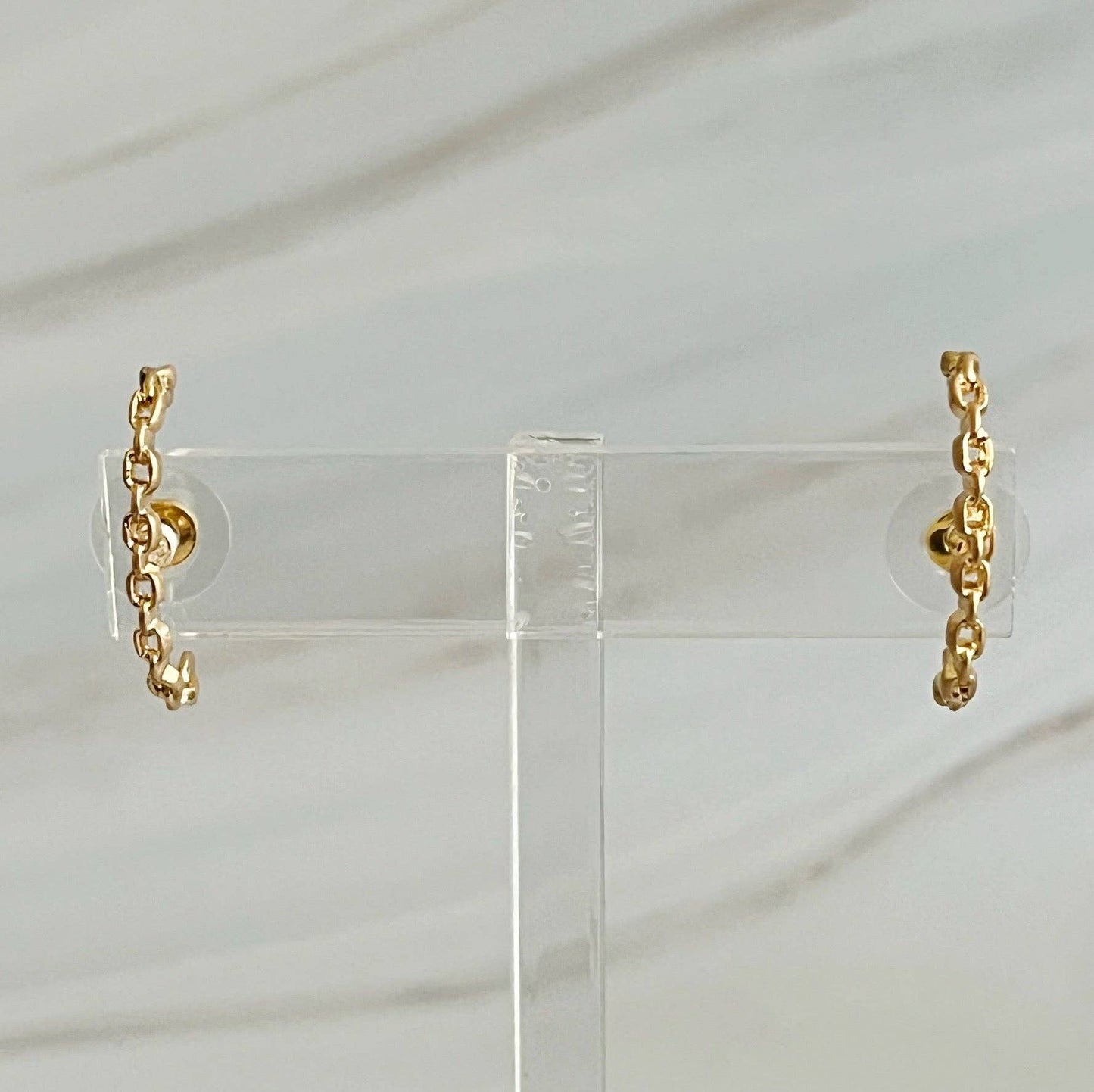 Chain C Shape Post Earrings