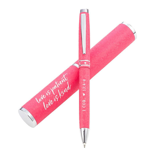 Pen in Case Pink Love 1 Cor. 13:4-8