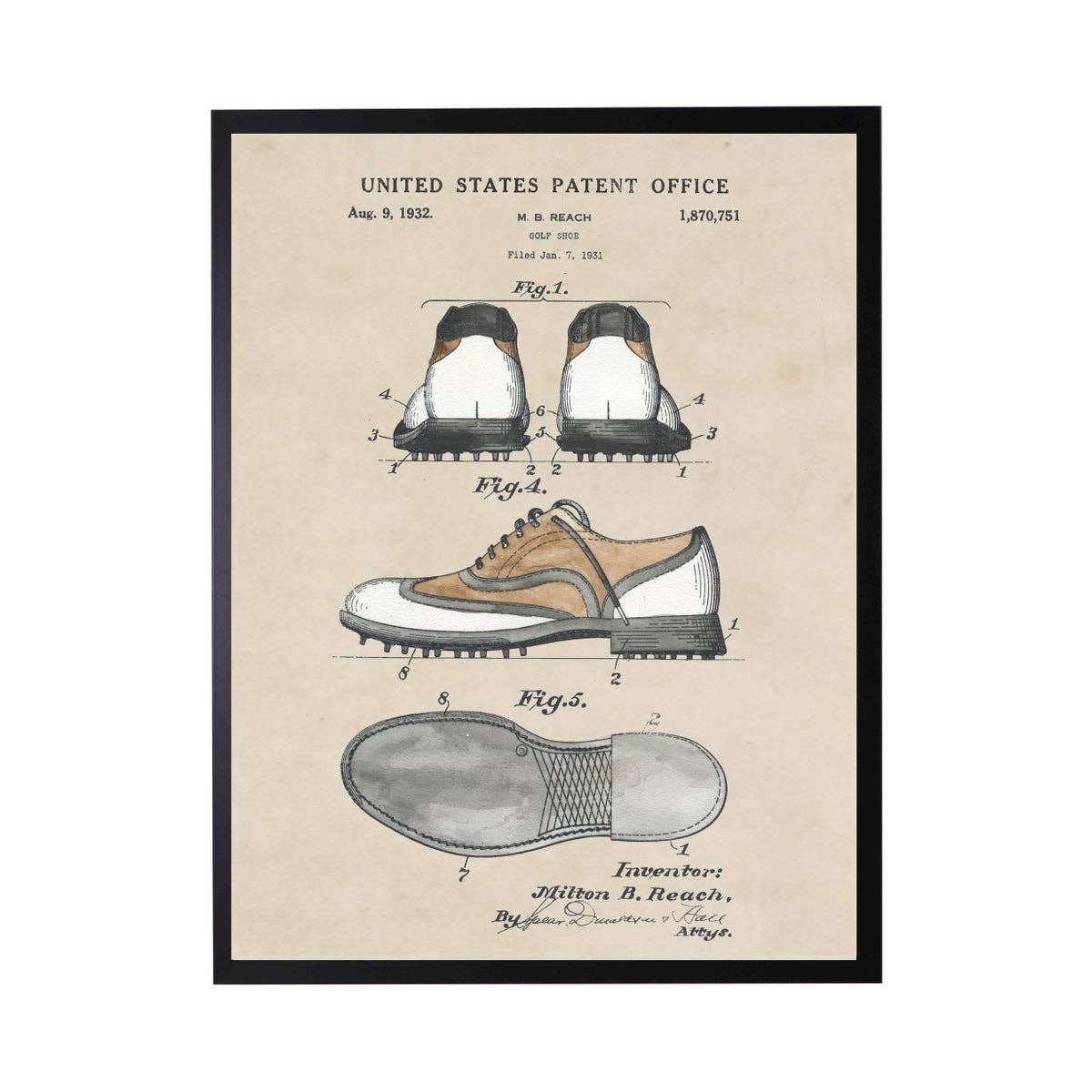 Watercolor Golf Shoe Patent