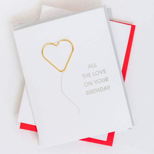 Todo el amor en tu cumpleaños - Cumpleaños - Tarjeta con clip de corazón