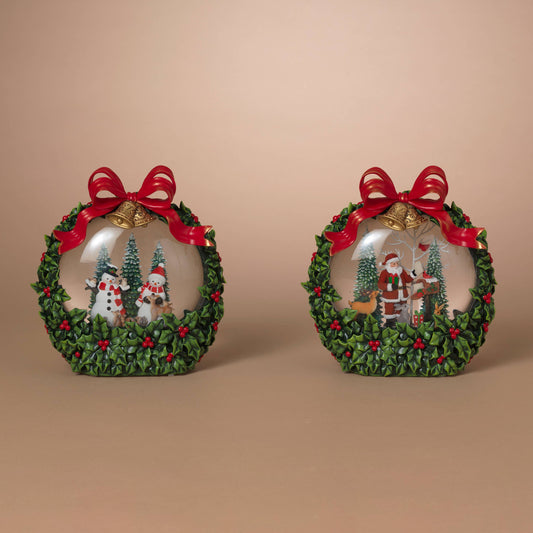 Lighted Spinning Water Globe w/ Holiday Scene