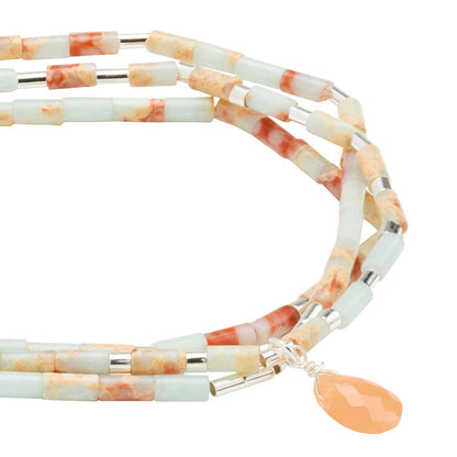 Teardrop Stone Wrap Aqua Terra/Sunstone/Silver - Peace