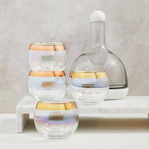 White Marble and Glass Wine Carafe