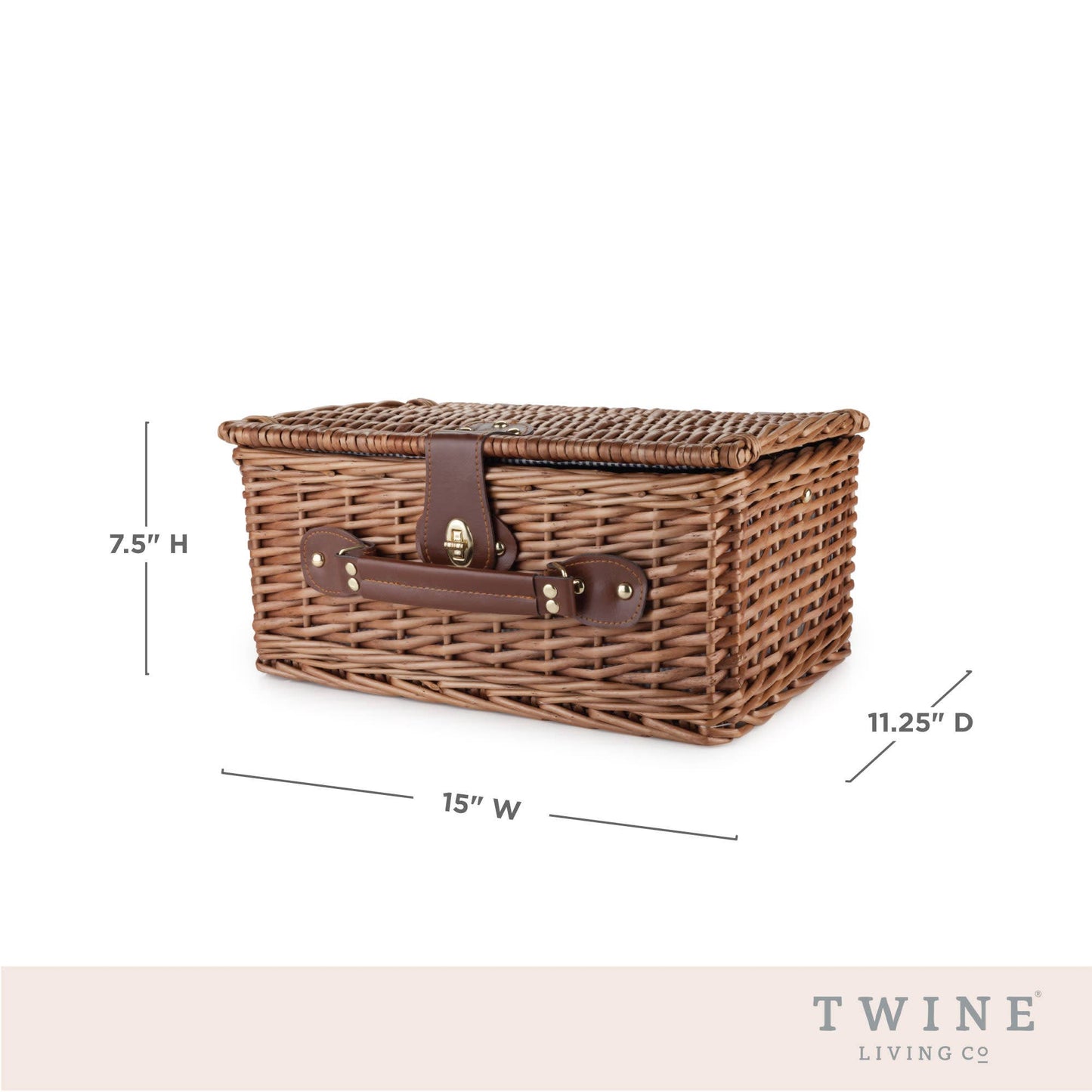 Newport Woven Wicker Picnic Basket Set w Insulated Carrier