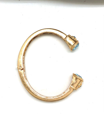 Bracelet Cuff w/Spring with Bezel Blue Sky Glass 7-8”