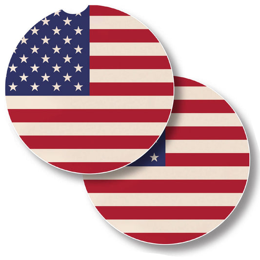American Flag 2pk Absorbent Stone Car Coasters